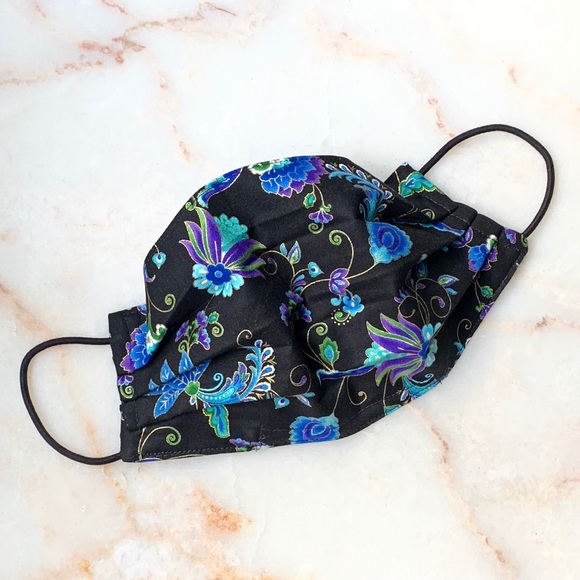 Handmade Accessories - ( 1 LEFT ) ADULT CLOTH FACE MASK_BLACK/BLUE SWIRL